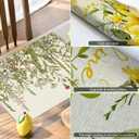 Placemats Set of 4 Linen/Vinyl Woven Place Mats for Kitchen Table Indoor/Outdoor Washable Placemat Wipeable Dining Table Mats(Beige) (Grass Flower)