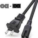 BICMICE 12Ft Extra Long 2 Prong Polarized Power Cord for Vizio-LED-TV Smart-HDTV E-M-Series Sound Bar 2 Slot Adapter-AC-Wall-Cable:IEC-60320 IEC320 C7 to NEMA 1-15P for Sharp Philips LED TV PS1 PS2