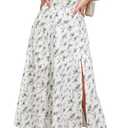 Women Summer Corset Midi Dress 2026 Floral Wedding Guest Flowy Slit Lace Up Dresses Tea Party A Line Casual Milkmaid Sundress (White, XXL)