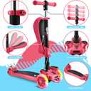 Hurtle 3-Wheeled Scooter for Kids - Wheel LED Lights, Adjustable Lean-to-Steer Handlebar, and Foldable Seat - Sit or Stand Ride with Brake for Boys and Girls Ages 1-14 Years Old