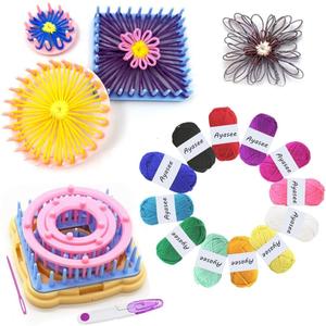 Ayasee Weaving Loom Kit, Flower Knitting Loom Kit, Frame Looms, Knitting Wool, Round/Square Knitting Looms Craft Kit Multi Color (Flower Maker + Yarn)