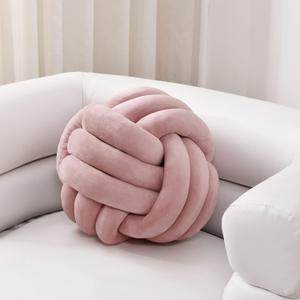 Sioloc Soft Knot Ball Pillows,Round Throw Pillow Cushion Home Decoration Plush Pillow,Throw Knotted Pillow Handmade Round Plush Pillow7.8inches,Blush (Small (Pack of 1))