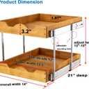 DINDON 2 Tier Pull Out Cabinet Organizer (14" W x 21" D) Double Tier Slide Out Wood Drawer Under Cabinet Storage And Organization