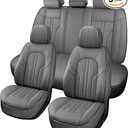 Car Seat Covers Full Set, 5 Seats Comfortable Faux Leather Seat Covers for Cars, Waterproof Automotive Seat Covers, Luxury Universal Fit Seat Covers for SUV, Sedans, Pick-up Trucks (Gray)