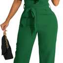 HBQ Womens Casual One Piece Jumpsuits V-Neck Sleeveless Ruffle Elegant Romper Wide Leg Pant Sexy Party Clubwear Overalls, XXL