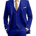 Men Suits Slim Fit 3 Piece Suit Set Royal Blue Business Suit Wedding Dress Tux Groomsmen Prom Blazer Jacket Vest Pants with Tie 3XL