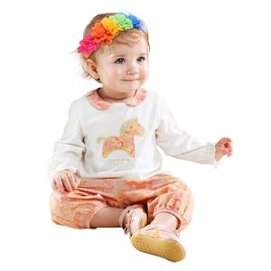 Pejlnd Rainbow Flower Hairband - 1Pcs Hawaiian Flower Headband Floral Crown Elastic Newborn Headband Soft Stretchy Infant Headbands Hair Band for Baby Girls Toddlers Kids Gifts