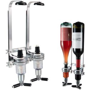 2 Bottle Wall Mounted Liquor Dispenser Bar Butler Bracket Solo Optic Spirit Wine Beer Alcohol Bottle Beverage Stand Revolving Nozzle Drinkware Set