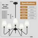 5-Light Modern Chandeliers, Pendant Lights Fixture with Linen Beige Fabric Shade for Living Room Dining Room Bedroom Hallway Entryway, Height Adjustable,E12