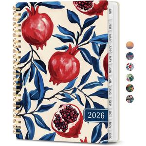 2026 Planner, Aesthetic Weekly and Monthly Planner for Women, Jan 2026 to Dec 2026, Hardcover 2026 Calendar Book with Monthly Tabs, Inner Pocket, Perfect for Office Home School - A4 (8.5" x 11"), Pomegranate