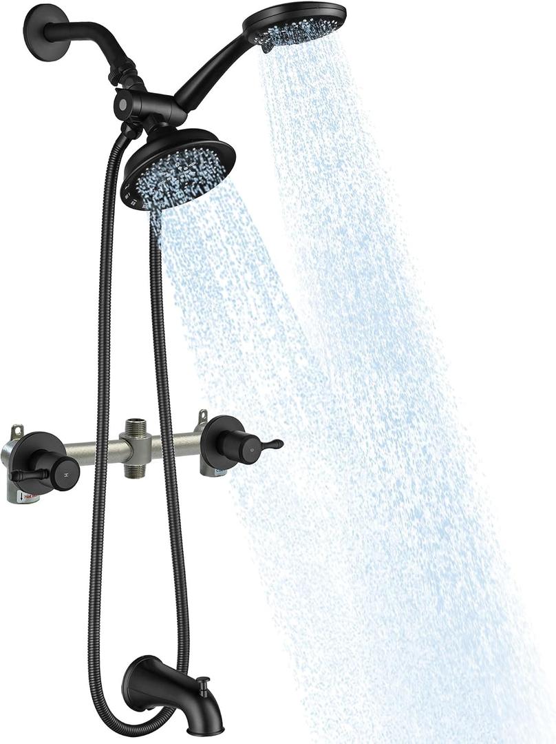 2 Handle Shower Faucet Set with Tub Spout Matte Black Two Handle Shower Faucet Set Bathtub Shower Faucet and Shower Trim Kit