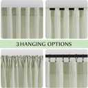 KGORGE Sheer Linen Curtains 63 Inches for Living Room 2 Panels, Back Tab Rod Pocket Drapes Green Linen Textured Boho Light Airy Privacy Green Curtains for Kitchen Cafe, Sage Green,52" W x 63" L