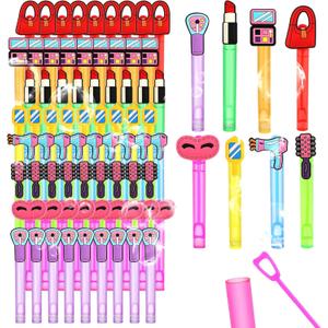48 Pieces Makeup Bubble Wands Pink Spa Birthday Supplies Bubble Wands 6 Styles Spa Theme Party Decorations
