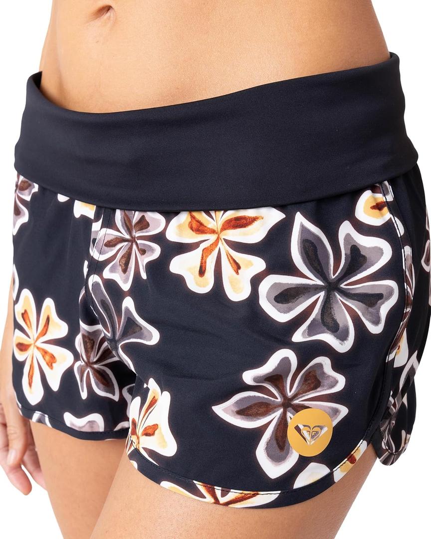 Roxy Women's Board Shorts - Quick Dry Bathing Suit Shorts, 2" Inseam - Swimsuit Bottoms (XL) (Brown/Black)