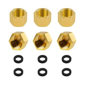 12pcs Brass Pipe Cap, 1/4 Inch NPT Hex Head Pipe Fitting Caps with Rubber Gasket Faucet Valve Caps Brass Compression Cap for Closing off Pipes