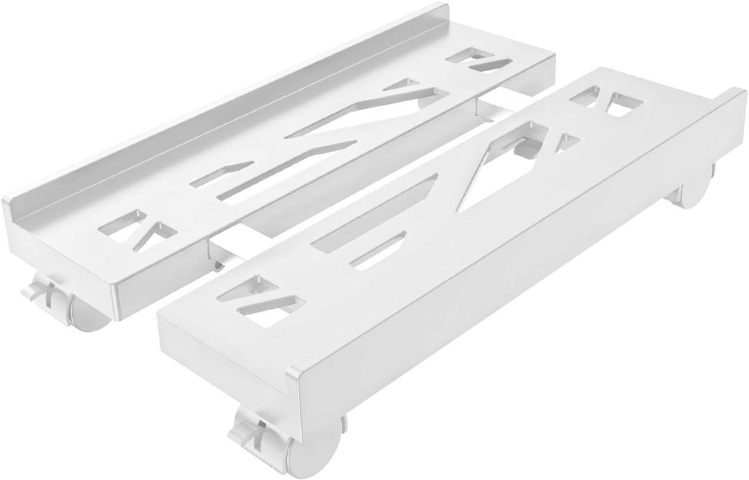 Adjustable Mobile CPU Stand, Ventilated Computer Tower Stand with 4 Caster Wheels Fits Most PC Tower, Under Desk CPU Holder PC Floor Cart Computer Riser for Students and Gamers (White)