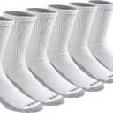 Dickies Men's Dri-Tech Original Moisture Control Crew Socks, (Medium, White (6 Pairs))
