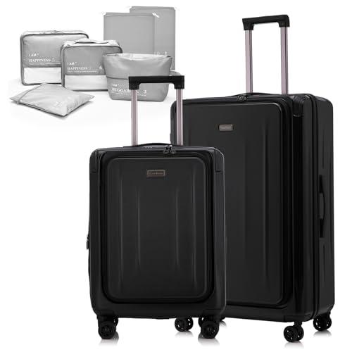 LOUIS KAISER Premium Carry On Luggage, 20Inch+29 Inch Top Opening Airline Approved ABS+PC Hard Shell Suitcases with Silent Wheels, TSA Lock,Front Pocket and Wet-dry Separated Six-piece Set