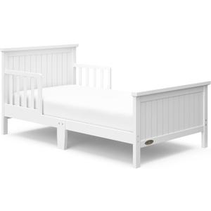Graco Bailey Toddler Bed (White) - GREENGUARD Gold Certified, Fits Standard Full-Size Crib & Toddler Mattress, Toddler Safety Guardrails Included, Complete Design with Solid Headboard, Footboard, 54.21x30.71x25.93 Inch