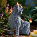 DyBaxa Garden Dcor, Garden Statues, Gifts for Women, Mom, Grandma, Patio, Balcony, Yard Decorations Outdoor - Unique Solar Decor Birthday & Housewarming Gifts, Dog Statue with Butterfly Light