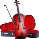 Wooden Miniature Violin with Stand, Bow and Case Mini Musical Instrument Violin Replica Collectible Figurines Dollhouse Accessories Model Home Decoration Display Ornament (9.84"x3.54"x1.51")