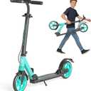 Kick Scooter for Kids 8-12, Teens & Adults, Foldable, Hand & Foot Brake | Lightweight for easy carrying. Shock-absorbing wheels smooth out bumps. 240 lbs and 4-Level Height for growing riders.