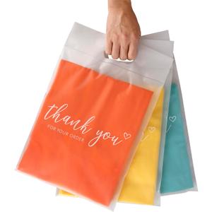 JinRuiKJ Frosted T-Shirt Bags with Handle, Thank You Bags for Small Business, Durable Self-Sealing Packaging Bags for Clothing, Boutique & Shipping - 14.5x19 Inch 50 Pcs