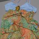 Women's Bra Cut Out Maxi Dress Sexy Boho Paisley Contrast Pattern Slip Sleeveless Bodycon Long Dress (Large, Blue)