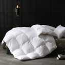 APSMILE Down Feather Fibers Comforter King Size Luxurious All Seasons Duvet Insert - High Bulkiness Hotel Collection Comforter, 54 Oz Fluffy Medium Warmth (Solid White, 106x90)