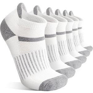 6 Pairs Merino Wool Ankle Running Hiking Socks Compression Support Breathable Thick Cushion No Show Socks for Women Men (Large, Ivory)