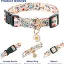 Cute Dog Collar Beige Flower Pattern for Boys and Girls Holiday Dog Collars Summer Fall Gift Adjustable for Medium to X-Large Breed Dogs (L)