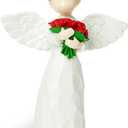Lovely Angel Holding Roses,Representing Love and Blessing - Wishing My Loved Ones Happiness and Joy Forever,Best Gifts for Friend,Mom,Teacher etc,Sculpted Hand-Painted Figurine (Red Rose)