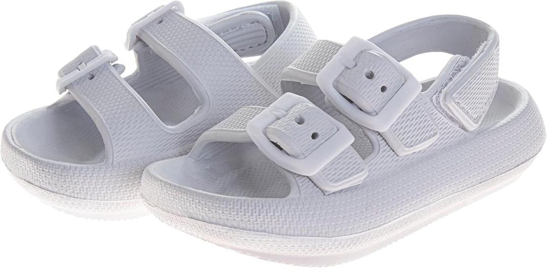 Josmo Kids Jelly Sandals Open Toe Strap Summer Pool Beach Shoes for Boys and Girls (Size 5-10 Toddler) (White)