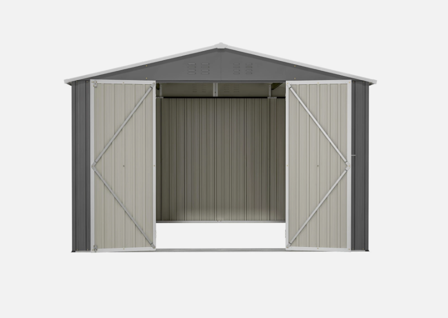 10 x 10 FT Outdoor Storage Shed, Large Metal Tool Sheds with Updated Frame Struc