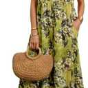 Larmliss Baggy Crew Neck Dress for Women Summer Casual Comfy Cotton Short Sleeve Tunic Beach Maxi Dresses with Pockets Size 2XL