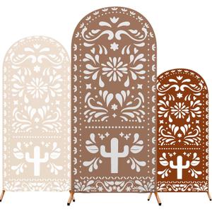 3 Pcs Mexican Cielito Lindo Arch Backdrop Cover 4ft 5ft 6ft 2-sided Stretchy Arch Stand Covers for Mexico Talavera Wedding Birthday Baby Shower Party Decor (Only Cover)