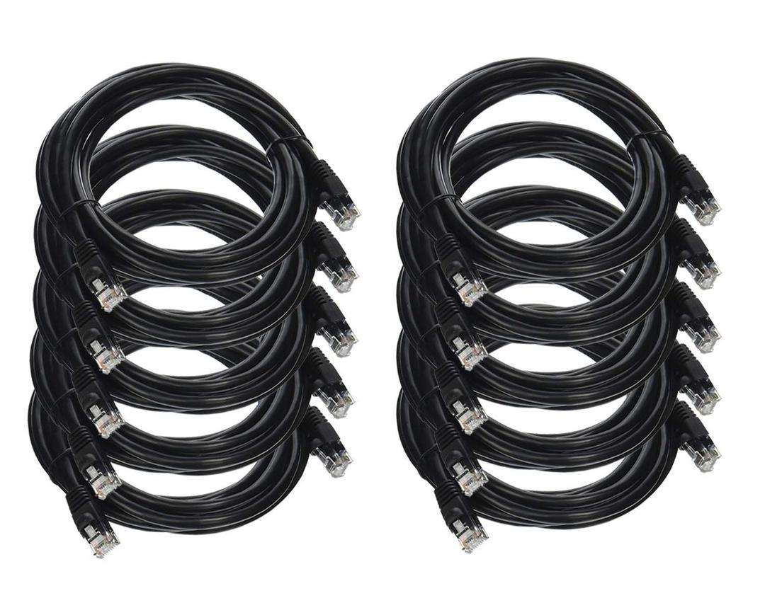 iMBAPrice 10' Cat5e Network Ethernet Patch Cable, 10 Pack, Black (IMBA-CAT5-10BK-10PK)