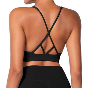 Sunzel V Neck Strappy Sports Bras for Women Criss Cross Back Halter Yoga Bra Removable Cups Padded Workout Running Gym Tops (X-Large, Black) Sunzel V Neck Strappy Sports Bras for Women Criss Cross Back Halter Yoga Bra Removable Cups Padded Workout Running Gym Tops (X-Large, Black)
