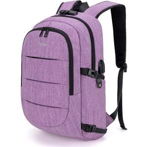 Tzowla Travel Laptop Backpack Water Resistant Anti-Theft Bag with Giant Tumbler Holder Pocket and Lock 15.6 Inch Computer Business Backpacks for Women Men Work College Gift,Casual Daypack(Purple)