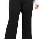 ShopWonder Plus Size Dress Pants for Women Stretch Pull On Flare Pants Pockets Dressy Business Casual Work Pants 3XL