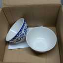 12-Piece Melamine Plates and Bowls Set - Blue & White Dinnerware Set， Service for 4, Lightweight Melamine Dishes Set for Indoor and Outdoor Use，Artistic Blue Floral