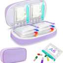 Weekly Pill Organizer 2 Times a Day - Timueetech A6 Waterproof 14 Pill Pouch Bags for Travel, BPA-Free Medicine Storage with Labels & Self-Sealing Design for Vitamins and Supplements, Purple