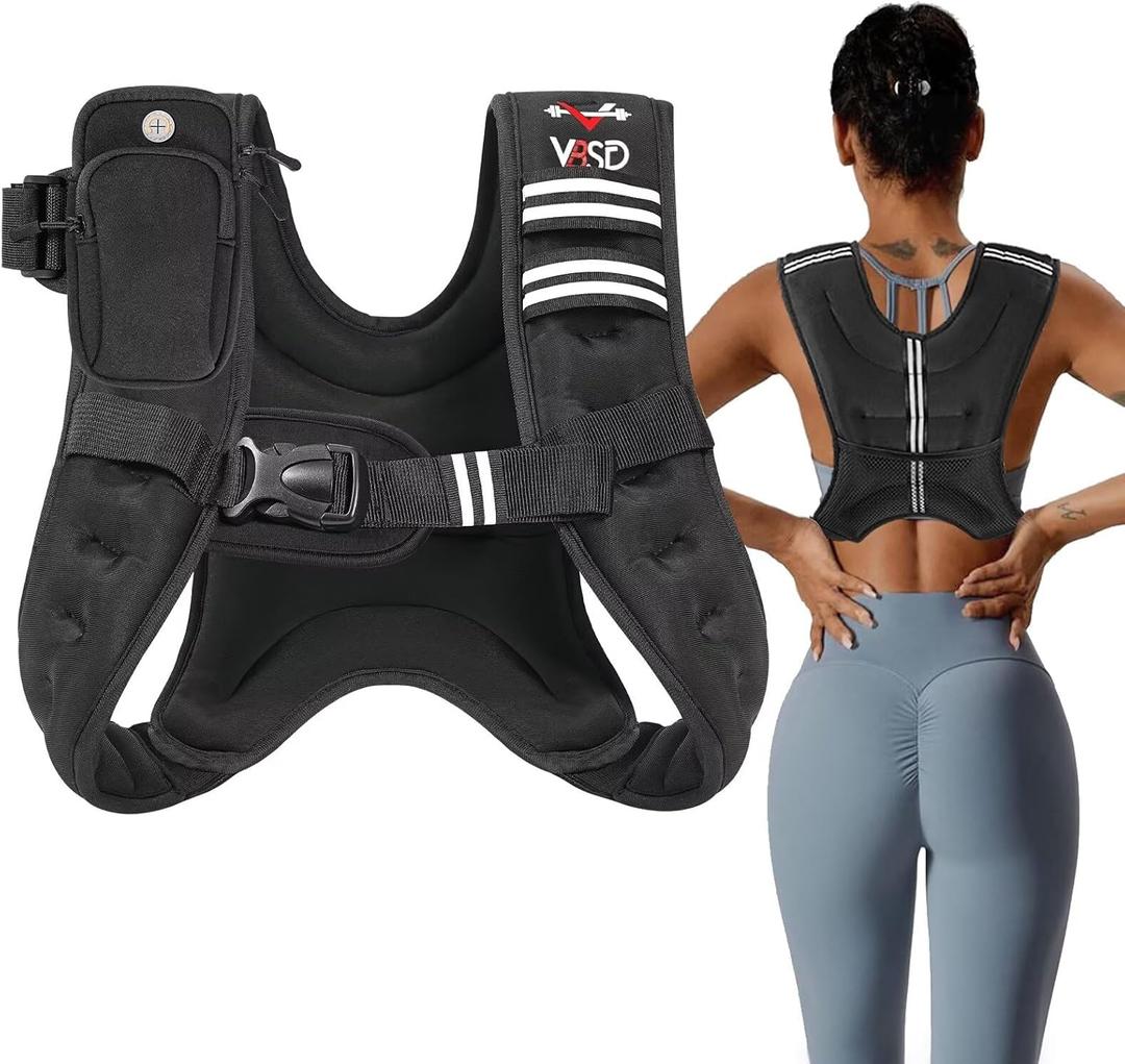 Weighted Vest, 6lb/8lb/12lb/16lb/20lb/25lb/30lb Weight Vest for Men Women, Body Weight Vests Adjustable for Strength Training, Running, Walking, Workout, Jogging, Fitness, Black