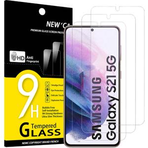NEW'C 3 Pack Designed for Samsung Galaxy S21 5G (6.2), Screen Protector Tempered Glass, Scratch-Proof, Bubble-Free, Ultra Resistant (0.26 mm HD Ultra Transparent) 9H Hardness Glass