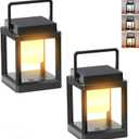 Solar Powered Outdoor Table Lamps, Dimmable Waterproof LED Table Lanterns 3000K 4500K 7000K Adjustable & 3 Brightness Levels, Rechargeable Touch Control Table Lights for Outside Porch Patio, 2 Packs