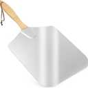 Skyflame Kitchen Supply Aluminum Pizza Peel with Wooden Handle 14-Inch x 16-Inch, Large Pizza Paddle for Baking Homemade Pizza Bread