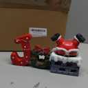 Prsildan Christmas Joy Table Decorations, LED Lights Santa Claus in The Chimney Figurine Ornament, Resin Christmas Tabletop Holiday Decor for Indoor Home Kitchen Office Xmas Party