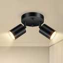 BoostArea LED 2 Light Track Lighting Kit, LED Track Lighting Fixtures, Black Round Ceiling Spot Lighting, Flexibly Rotatable Light Head for Kitchen, Living Room, Bedroom, GU10 Bulb Not Included
