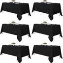 Fitable Black Tablecloths for Rectangle Tables, 6 Pack - 70 x 120 Inches - Reusable and Washable Table Clothes for 6-8 Ft Tables, Polyester Fabric Table Covers for Wedding, Party, Banquet