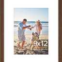 decorUhome 9x12 Picture Frame, Display Pictures 6x8 with Mat or 9x12 without Mat, Wall & Tabletop Display Photo Frame, Brown, 1 Pack